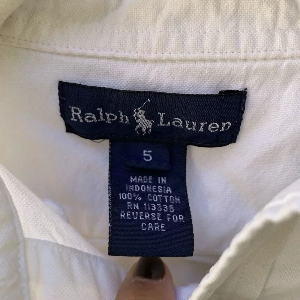 Ralph Lauren Boys Iconic Oxford Button Down Long Sleeve Shirt Casual Preppy Sz 5